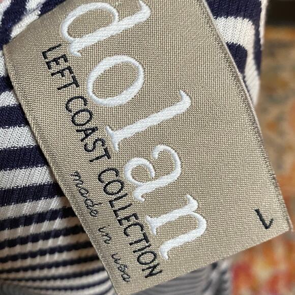 Anthropologie Dolan Jersey Knit Mini Dress Long Sleeve Striped Bodice Navy Large - Picture 8 of 10